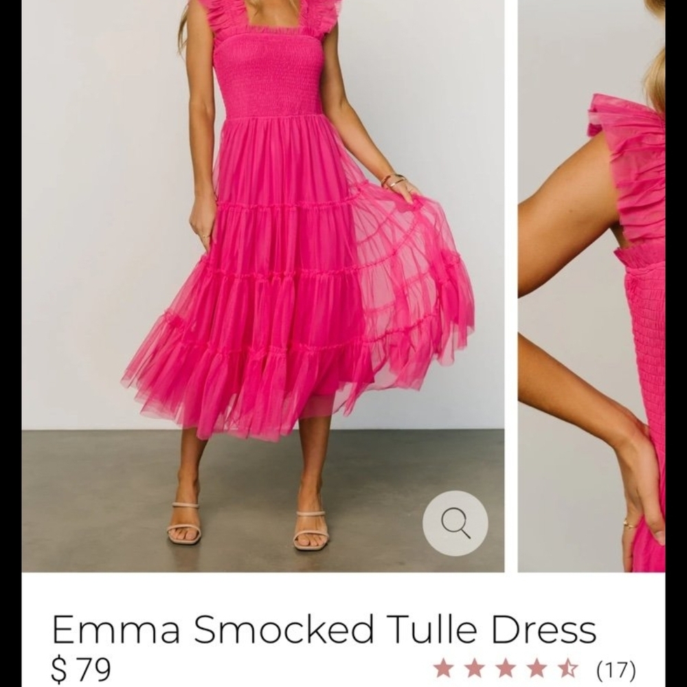 Smocked Tulle Dress - Pink